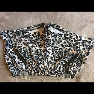 White cheetah print shorts
